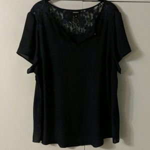 Torrid Navy Lace inset blouse